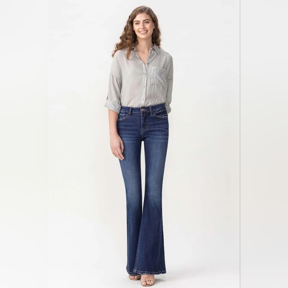 Vervet by Flying Monkey Dark Wash Mid Rise Flare Jeans Size 7(28) women's size 6 - Picture 6 of 14